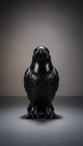Raven Carved Obsidian Sculpture