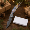 Deer Wildlife Graphic Folding Pocket Knife with Gray Blade & Keychain – Outdoor Hunter Collector Gift