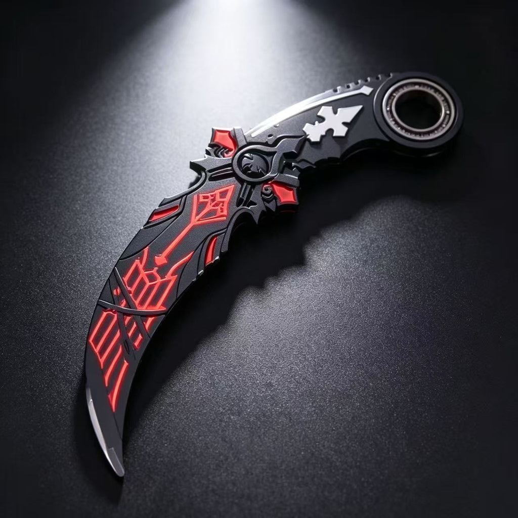 Black Red Gothic Rune Karambit Trainer Knife