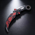 Black Red Gothic Rune Karambit Trainer Knife