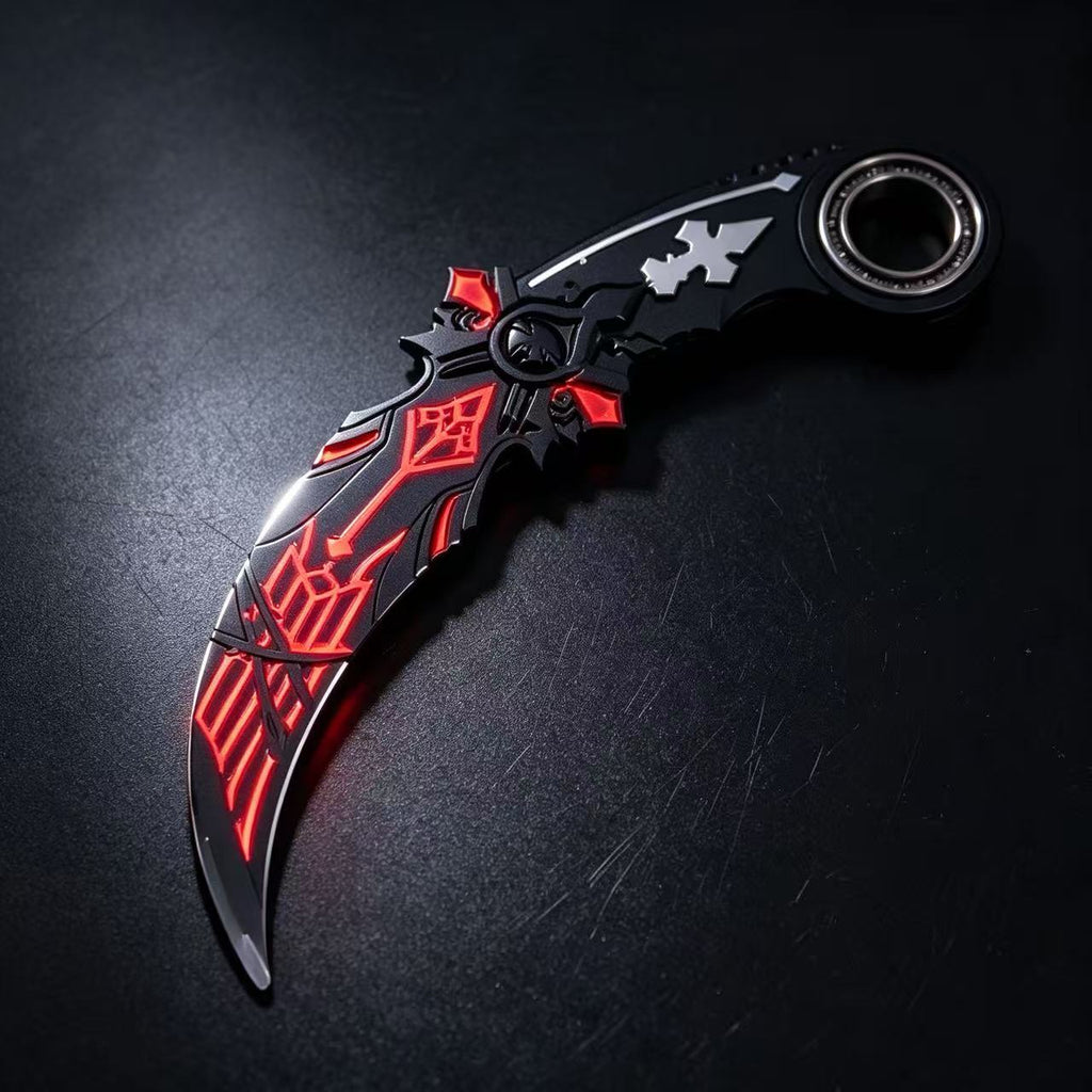 Black Red Gothic Rune Karambit Trainer Knife