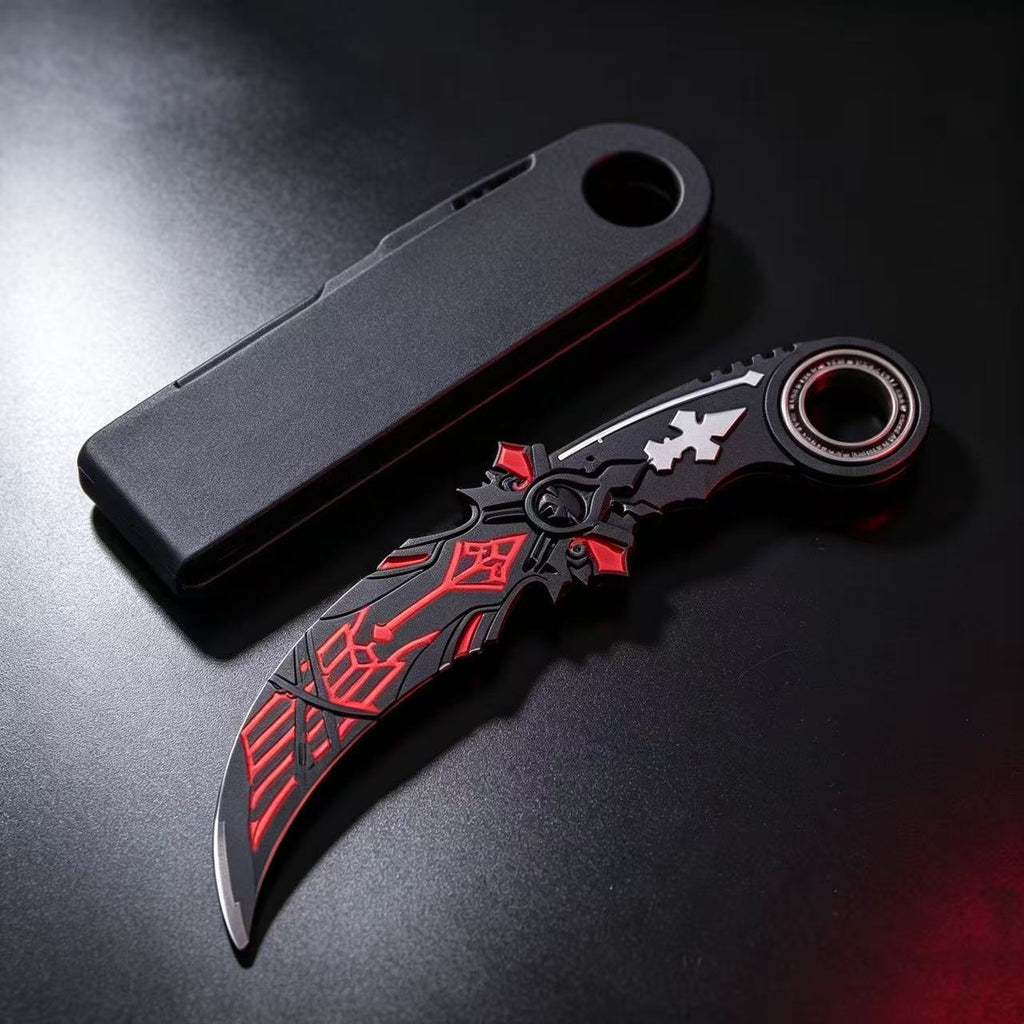 Black Red Gothic Rune Karambit Trainer Knife