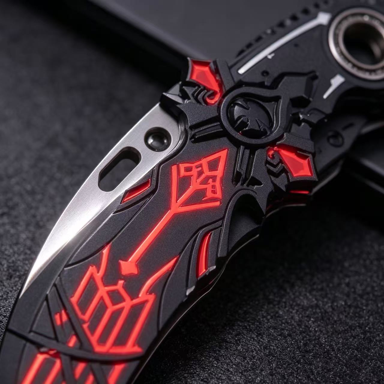 Black Red Gothic Rune Karambit Trainer Knife
