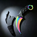 Rainbow Titanium Karambit Trainer Knife with Sheath