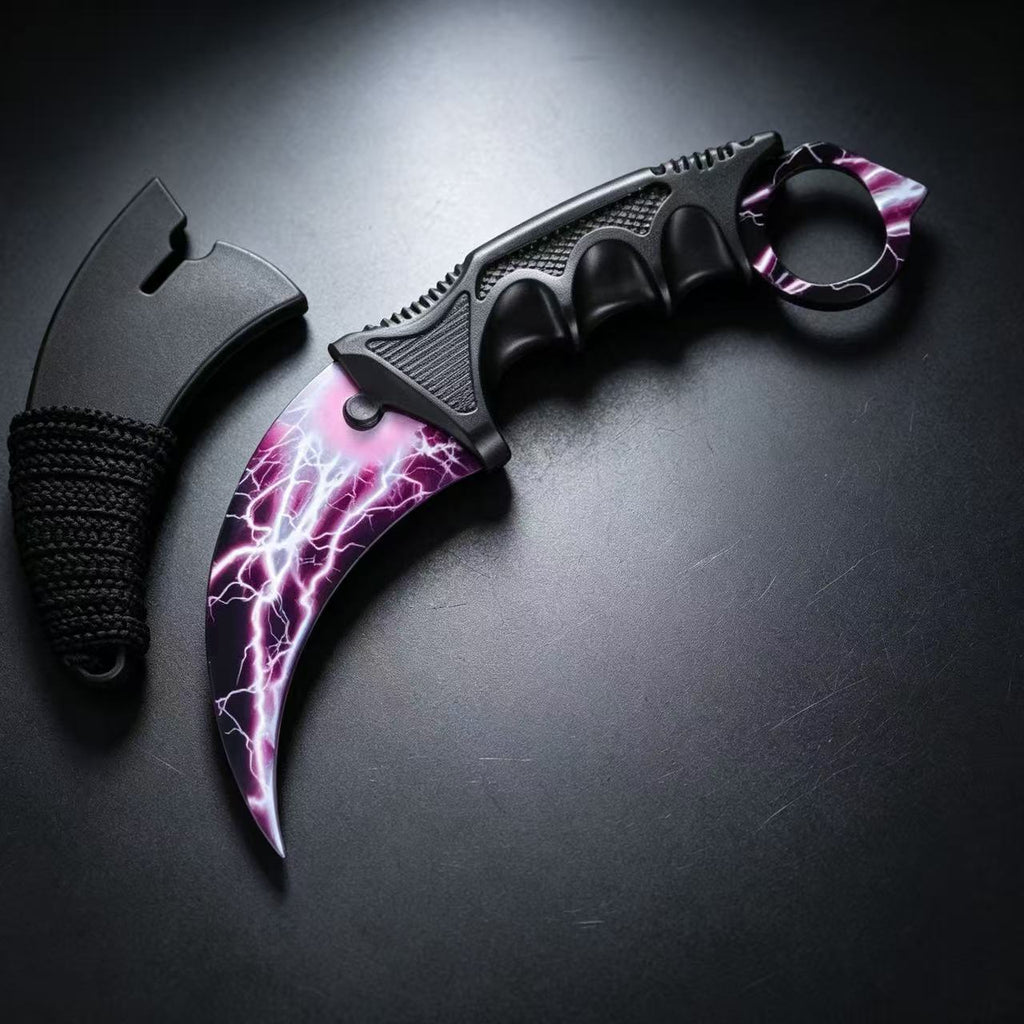 Pink Lightning Karambit Trainer Knife with Sheath