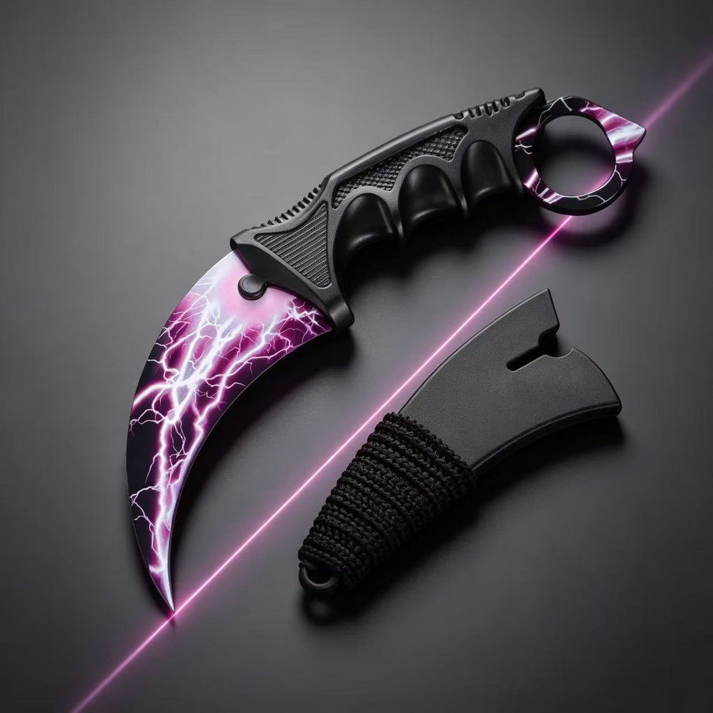 Pink Lightning Karambit Trainer Knife with Sheath