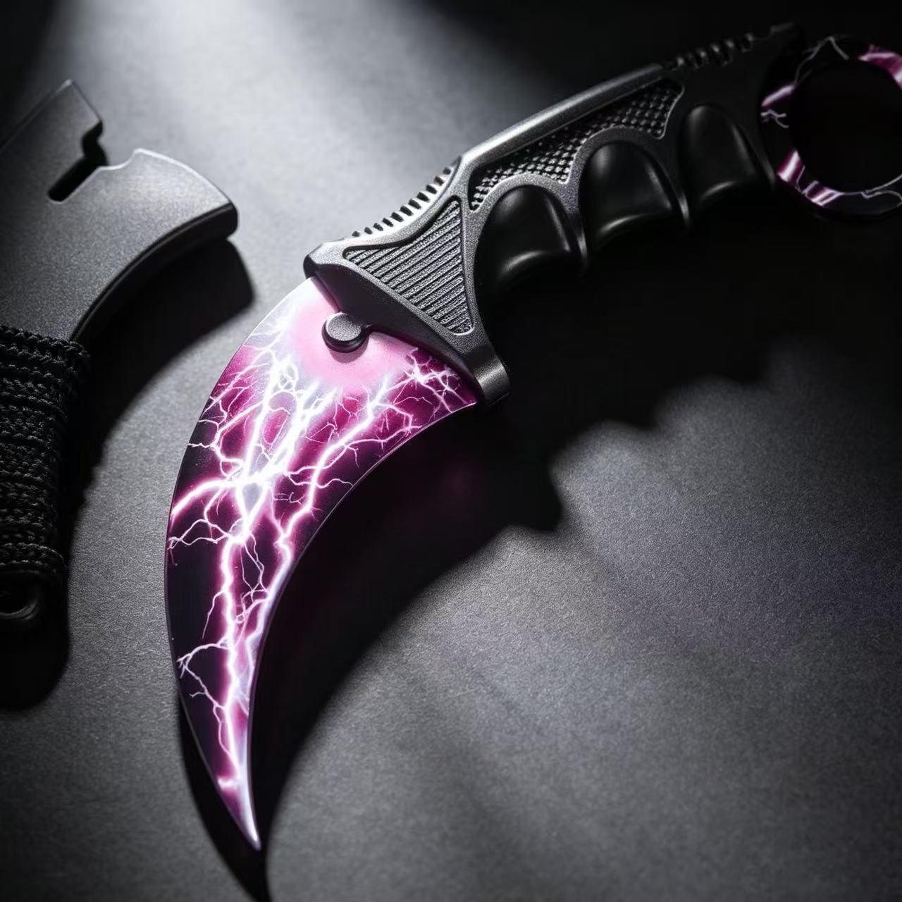 Pink Lightning Karambit Trainer Knife with Sheath