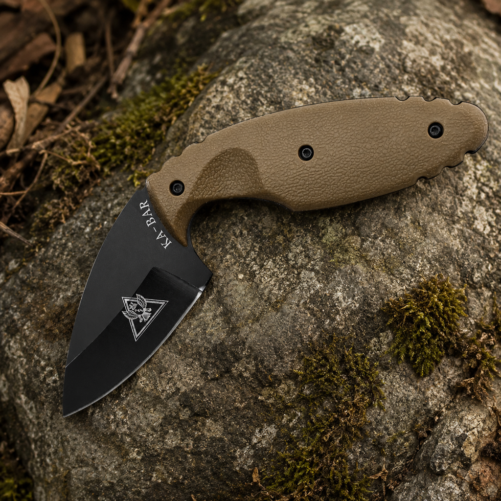 Compact Black Fixed Blade Knife with Tan Textured Handle – Outdoor Utility and Collector Gift
