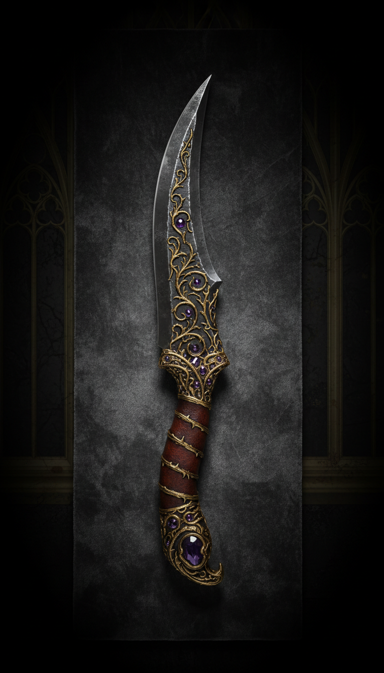 Gothic Karambit With Aged Gold Filigree