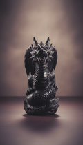 Hand-carved obsidian dragon sculpture