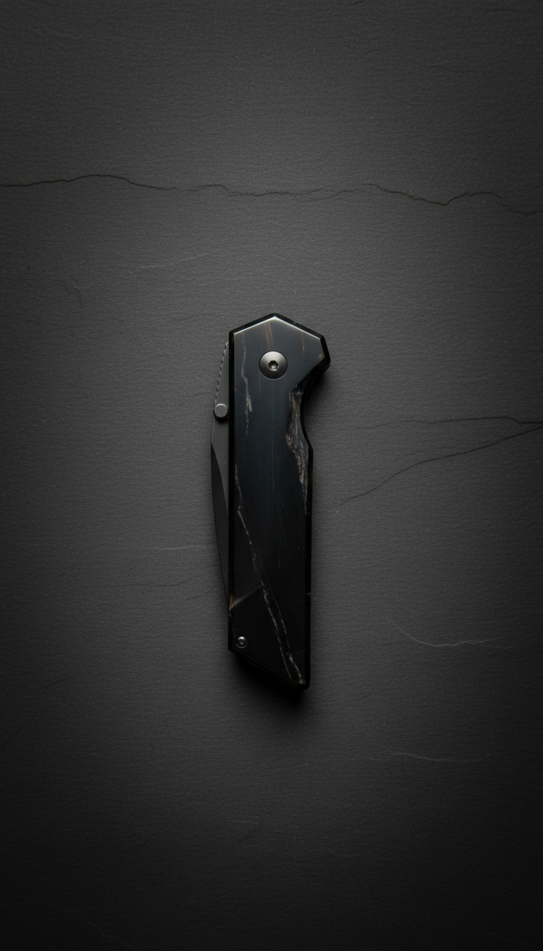 Obsidian Handle Folding Knife